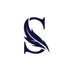 Letter S with signature logo design unique concept Premium Vector