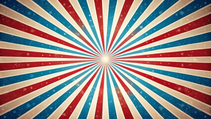 Vintage red white and blue starburst background with a grunge texture