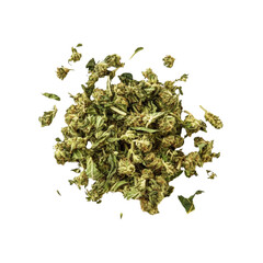 Dried herbs on white isolated background