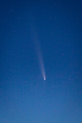 Comet with tail. Comet С/2023 A3 Tsuchinshan Atlas. Astronomy, astro photography. Night sky with...