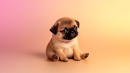 A snarky baby dog sitting with crossed arms, surreal 3D cartoon style, sarcastic expression, floating in a pastel dream world 