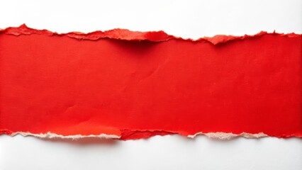 Red crumpled torn paper creating a ripped effect on a white background
