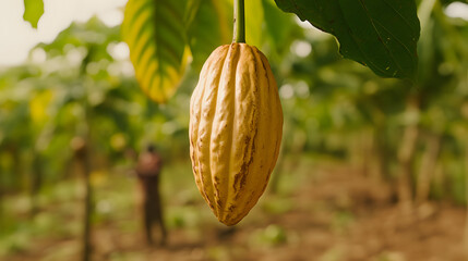 Cocoa Plantation in Shades of Gold and Green – Lush Landscape of Chocolate Production
