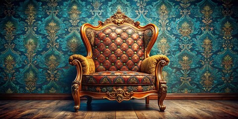 Vintage Throne Chair Portrait Photography in Elegant Setting for Timeless Decor Inspiration