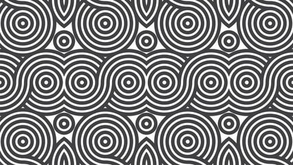 This black-and-white spiral pattern features a captivating design of intertwining spirals and concentric circles.