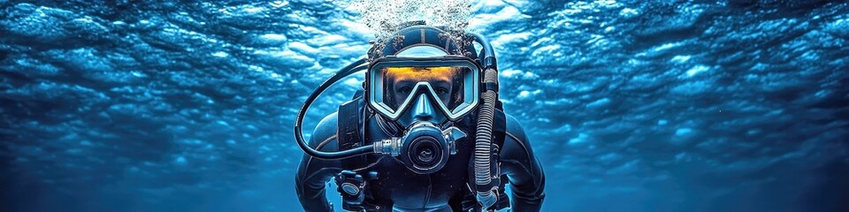 Diving Adventure Scuba Diver Exploring Underwater World
