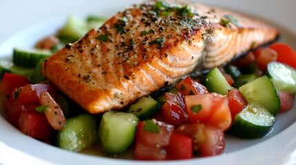 Grilled Salmon with Fresh Vegetable Salad