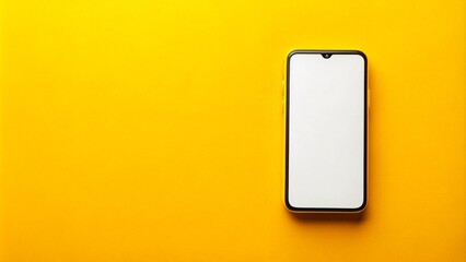 Phone with empty on yellow background, space for text
