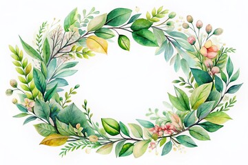 Naklejka premium Watercolor Midsummer Wedding Invitations with Hand-Painted Greenery and Romantic Frames for Greeting Cards and