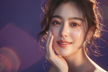 Captivating Portrait of a Beautiful Woman with a Charming Smile and Soft Lighting Effects