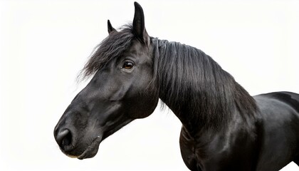 a black horse portrait standing animal bundle isolated on a white background