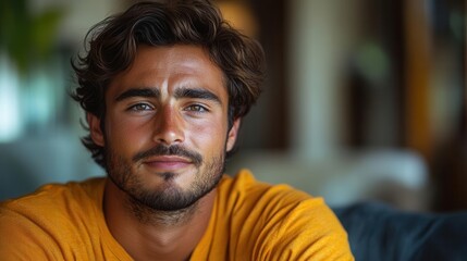 young muslim man sitting on a sofa at home expressing discomfort while holding his chest highlighting the importance of health awareness