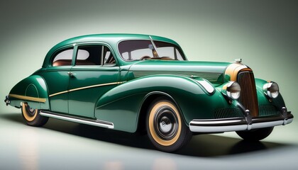 an old car with a realistic style an old vintage car with green color retro and classic car