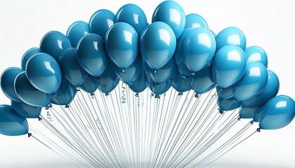 blue balloons line on white background it s a boy foreground border row cut out graphic design elements happy birthday party baby shower decoration helium balloon group 3d render