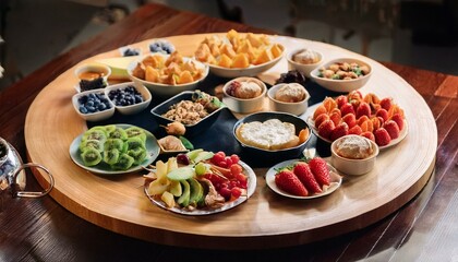 buffet menu with starters and sweet treats