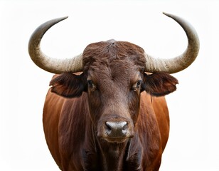 bull with sharp horns isolated on white background