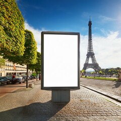 empty vertical space advertisement billboard in paris on summer mockup billboard