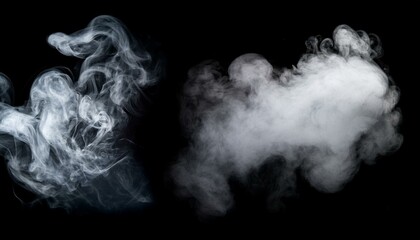 fog or smoke set isolated on black background white cloudiness smoke mist or smog background
