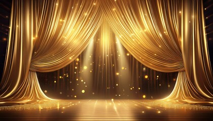 glittering gold curtains reveal the show s grand opening stage