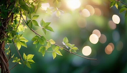 Obraz premium lush wild vine branches adorned with stunning bokeh effects