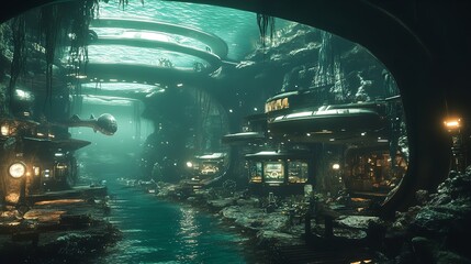 futuristic city in water