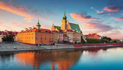 Naklejka premium old city in warsaw travel destinations european concept