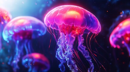 Naklejka premium jellyfish neon