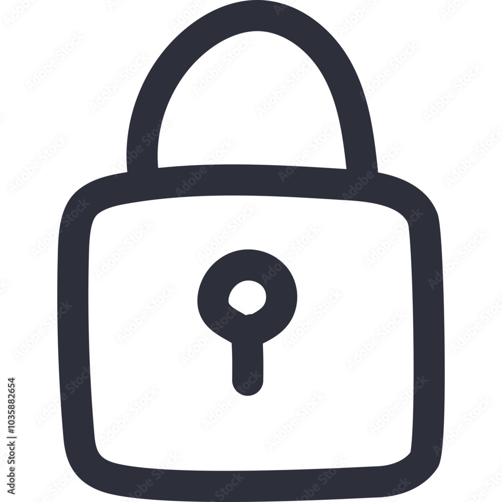 Aufkleber simple scribble icon of lock with hand drawn line. symbol of secure home, locked device. network and
