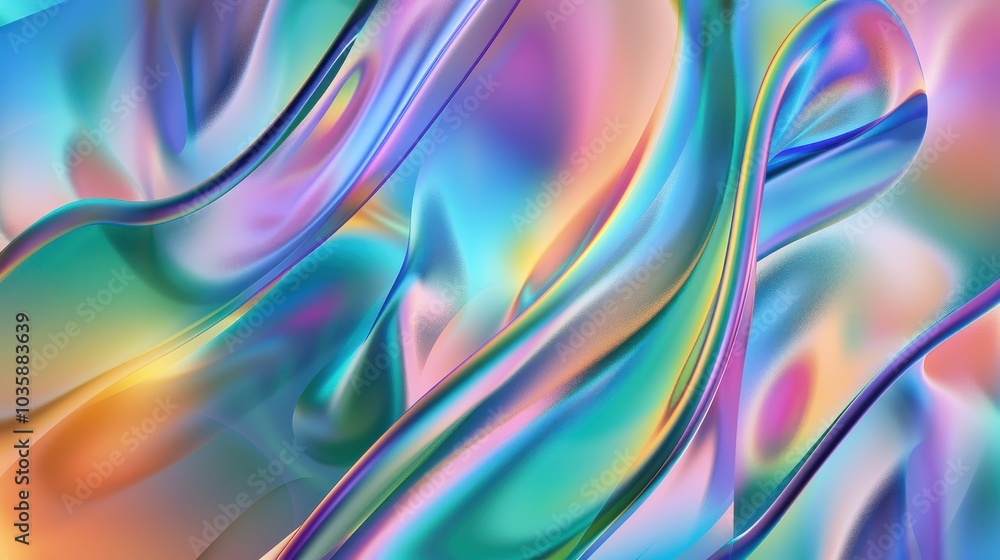 Poster colorful abstract waves with smooth flowing shapes and vibrant gradients in a futuristic style, blen
