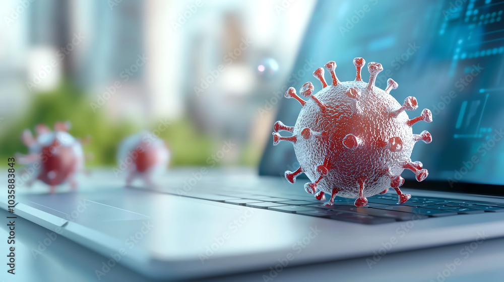 Poster exploring the impact of viruses in digital environments a visual representation of the intersection 