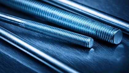 steel rod with a screw thread blue toned