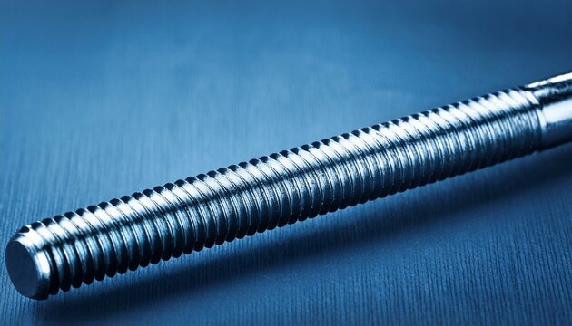 steel rod with a screw thread blue toned