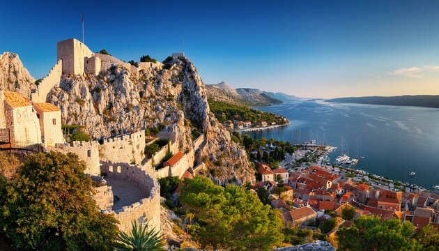 starigrad fortress fortica above the city of omis dalmatia adriatic coast croatia