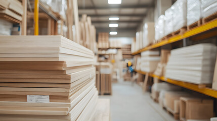 Obraz premium Blurred Background of a Carpenter Warehouse Interior – Construction Tools and Materials Environment