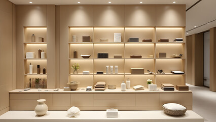 Display beige products effectively for a visually appealing outcome in your retail or commercial setting.
