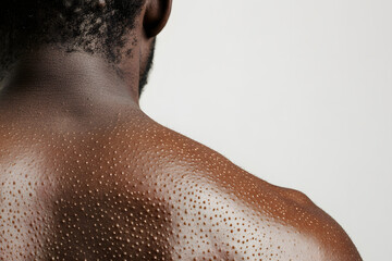 Fototapeta premium Indian Man’s Back and Shoulders with Chickenpox Marks – Skin Conditions and Health Awareness