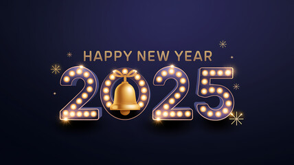 Happy New Year 2025 festive banner with confetti
