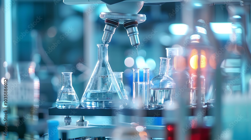 Wall mural high-definition close-up of scientific instruments and precision tools in a lab environment, capture