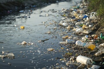 Obraz premium Water pollution in the environment created with Generative AI