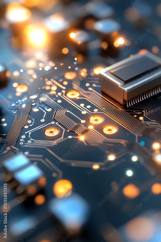 Poster exploring the intricacies of circuitry a close-up on modern technology in action