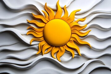 A line-drawn sun in Illuminating Yellow, symbolizing warmth and optimism