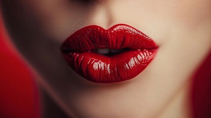 A kiss of love. heart-shaped lips. Valentine's Day. Gorgeous girl with a crimson lip color. lip contour. 