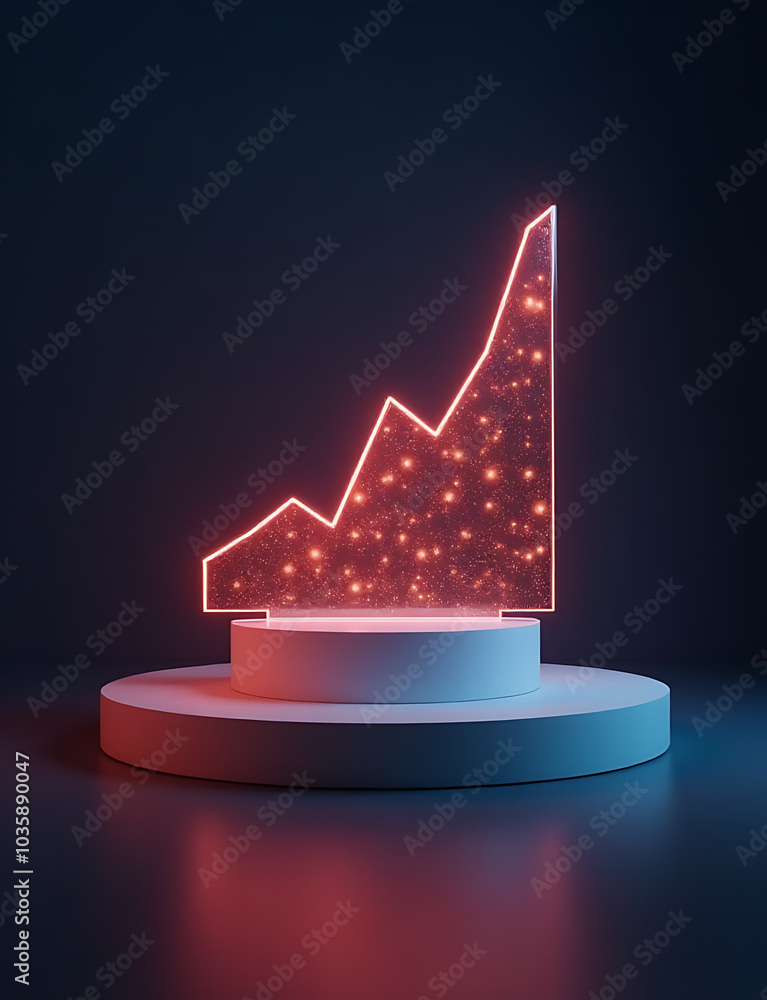 Poster glowing podium displays business growth data for tech stock photos.