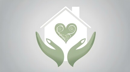 green eco symbol Hands with House sign icon