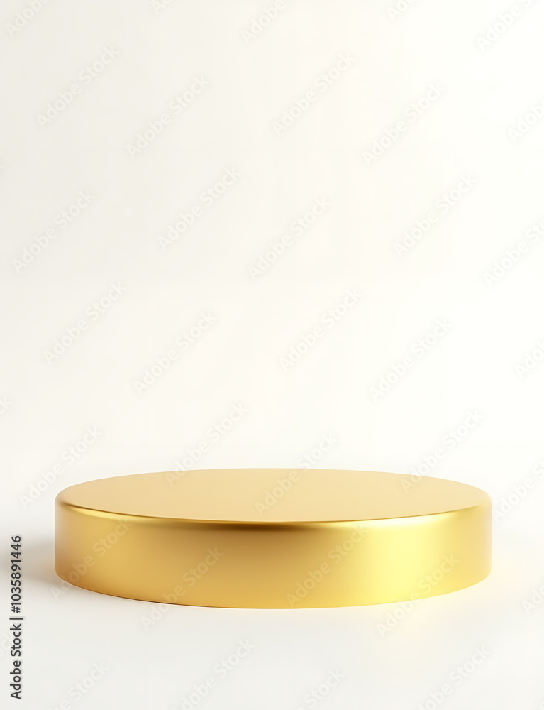 Poster golden circular podium with white background features 3d linear illustration design elements and vec