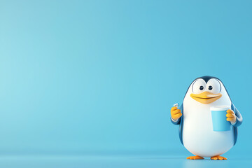 Obraz premium Penguin in a business suit, making a sales pitch, 3D illustration