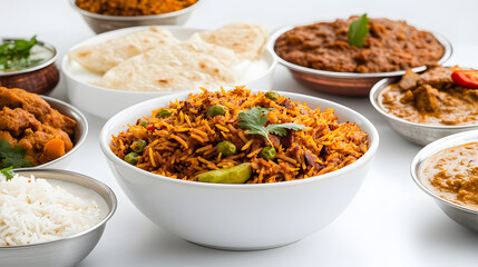 White Dining Room with a Dining Table Set for Indian Food &ndash; Elegant Dining Experience
