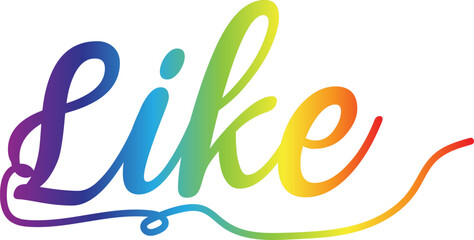 Like text, gradient color 3d Like text, text I like it, drawing