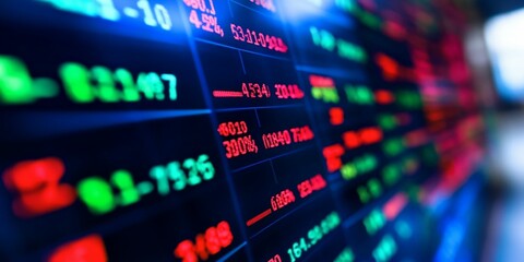 Obraz premium Financial data displayed on screen.