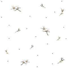 seamless pattern of lemons, citruses and white flowers painted in oil
